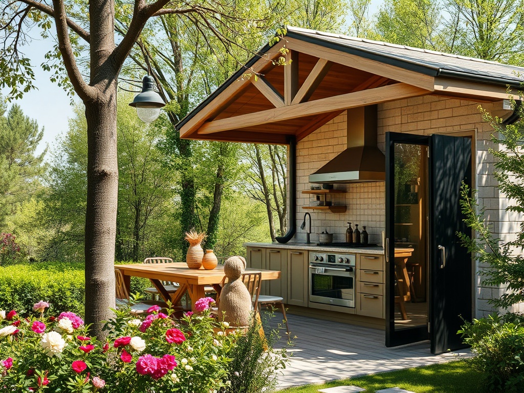 prof-krov-yut.ru | Летняя кухня на участке дома из клееного бруса